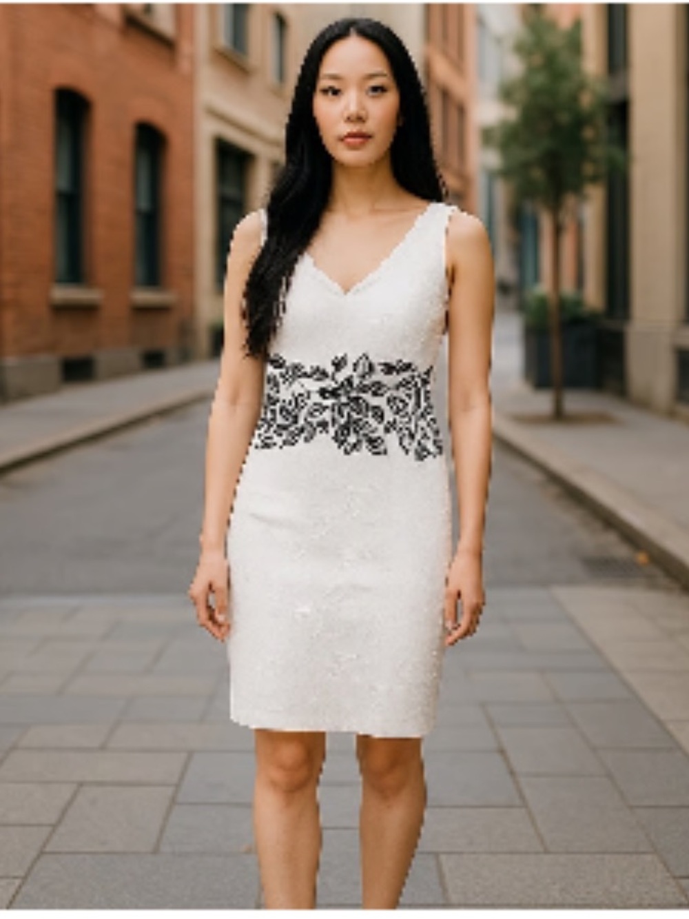 Antonio Melani Aliyah Dress White & Black Embroidery Floral Size 2 $169 Cocktail